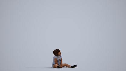 realistic 3D girl kids, scanned archviz people for Blender and 3ds Max, side view render