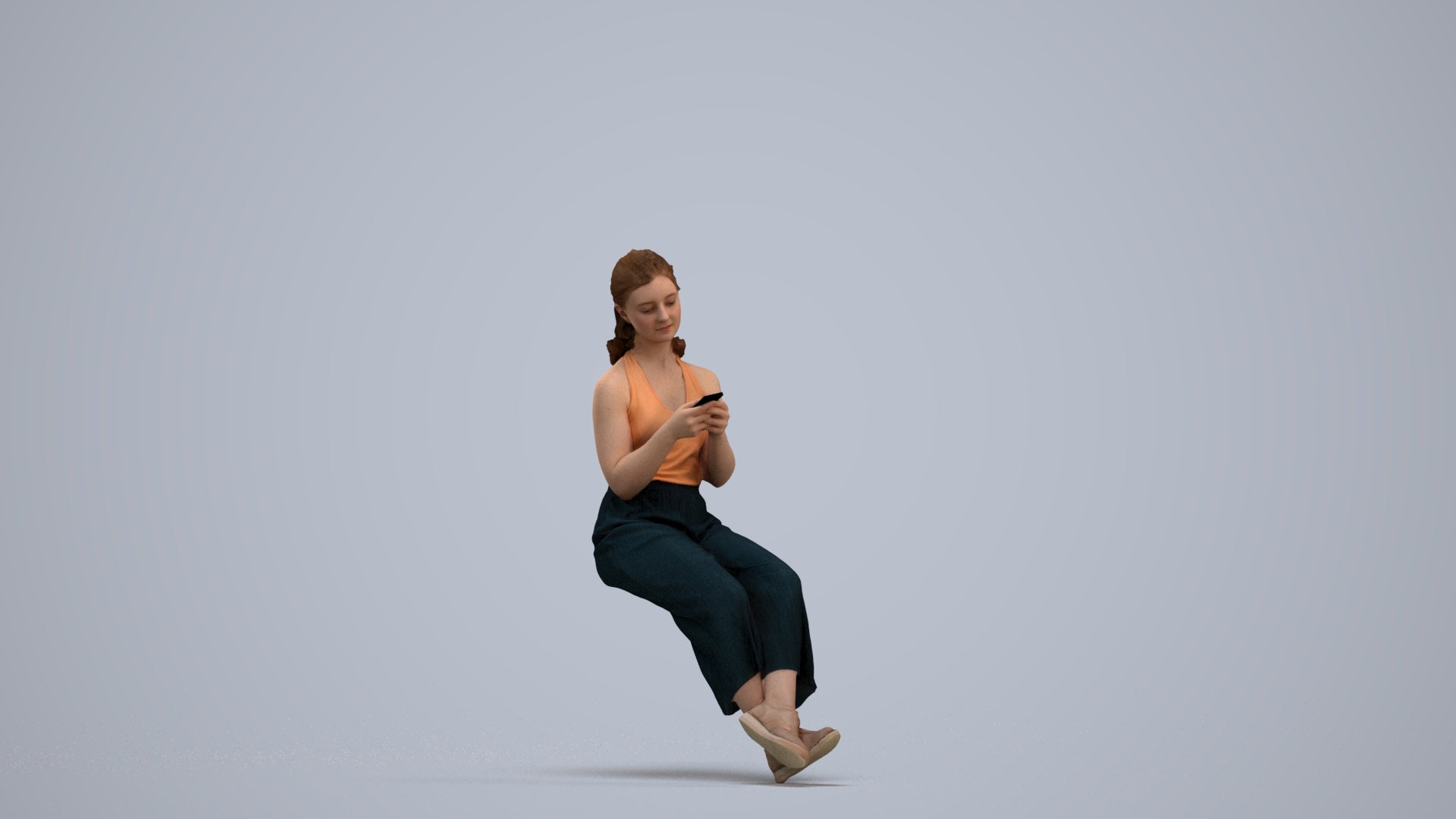 realistic 3D girl casual kids, scanned archviz people for Blender and 3ds Max, standing pose render