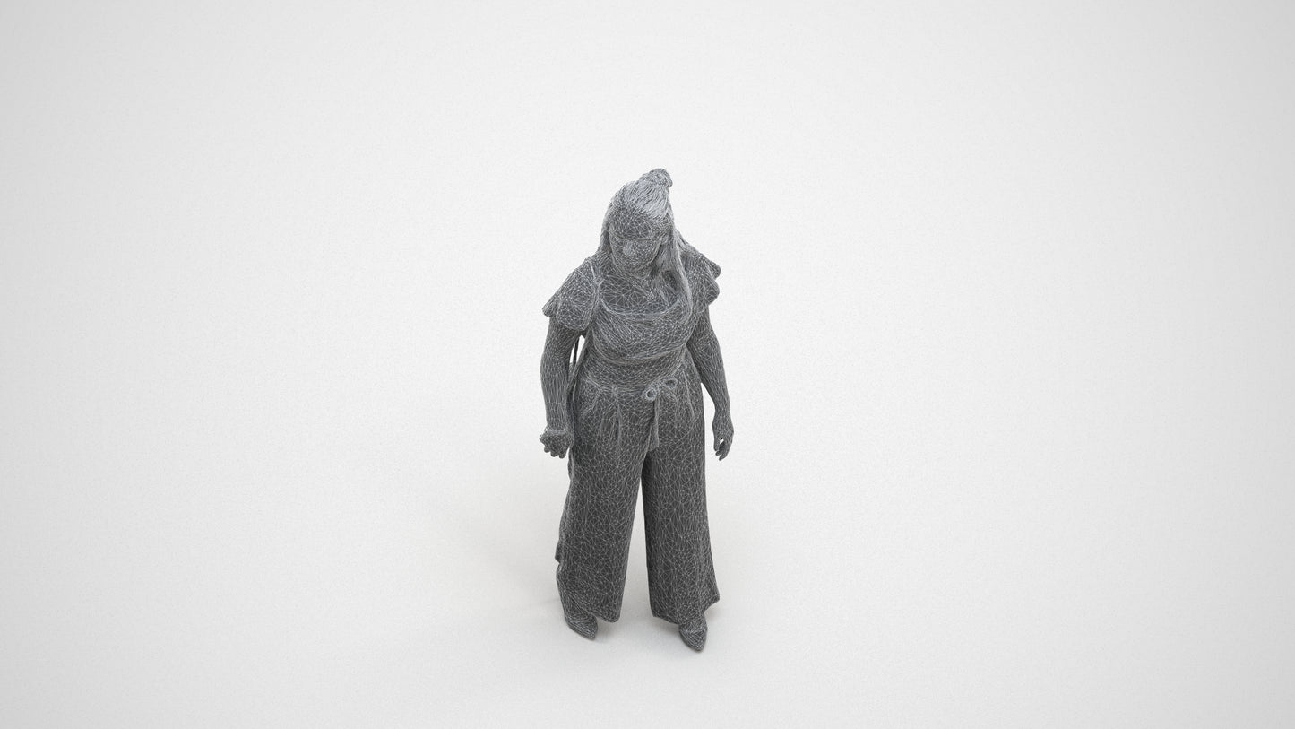 3D people model woman casual walking, scanned human for 3ds Max rendering, wireframe three-quarter view