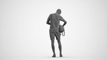 realistic 3D people man casual standing, render-ready for V-Ray and Corona, FBX OBJ, wireframe front view