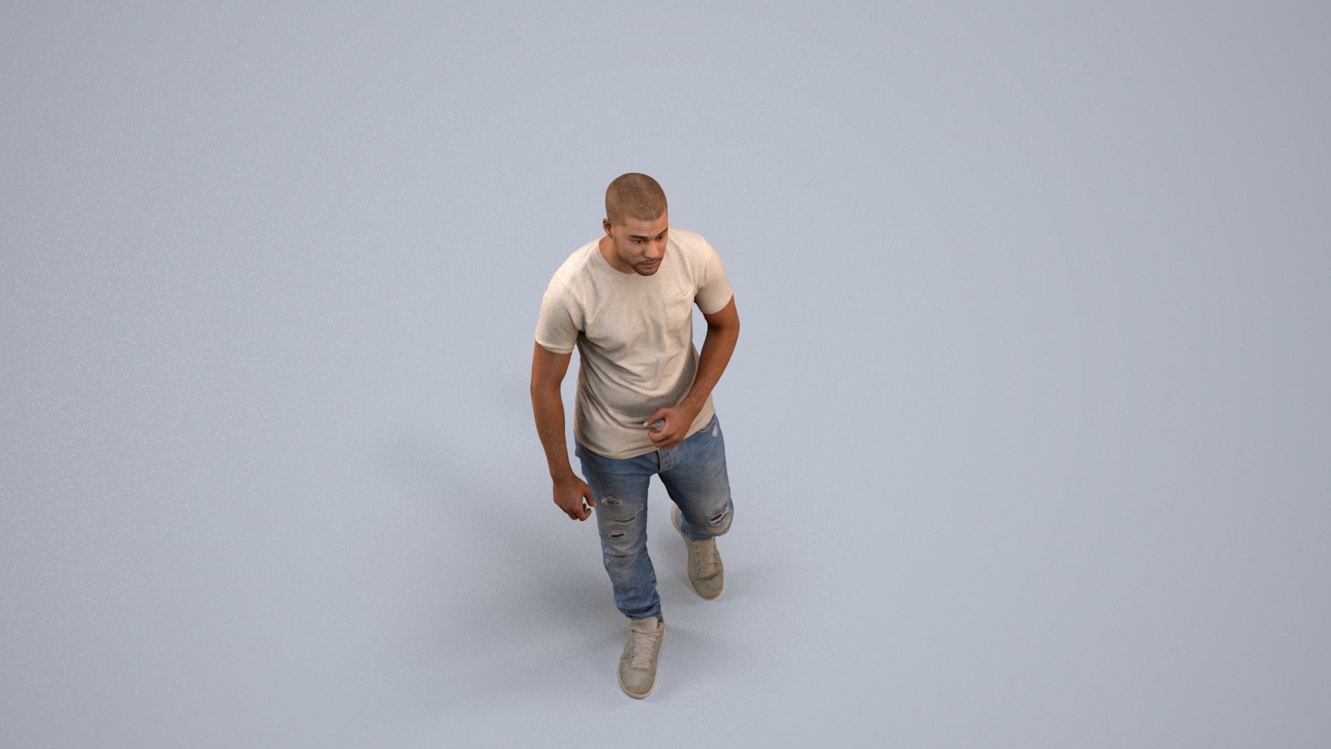 scanned 3D man casual walking, photogrammetry people for Enscape and V-Ray, back view render