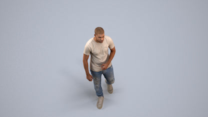 scanned 3D man casual walking, photogrammetry people for Enscape and V-Ray, back view render