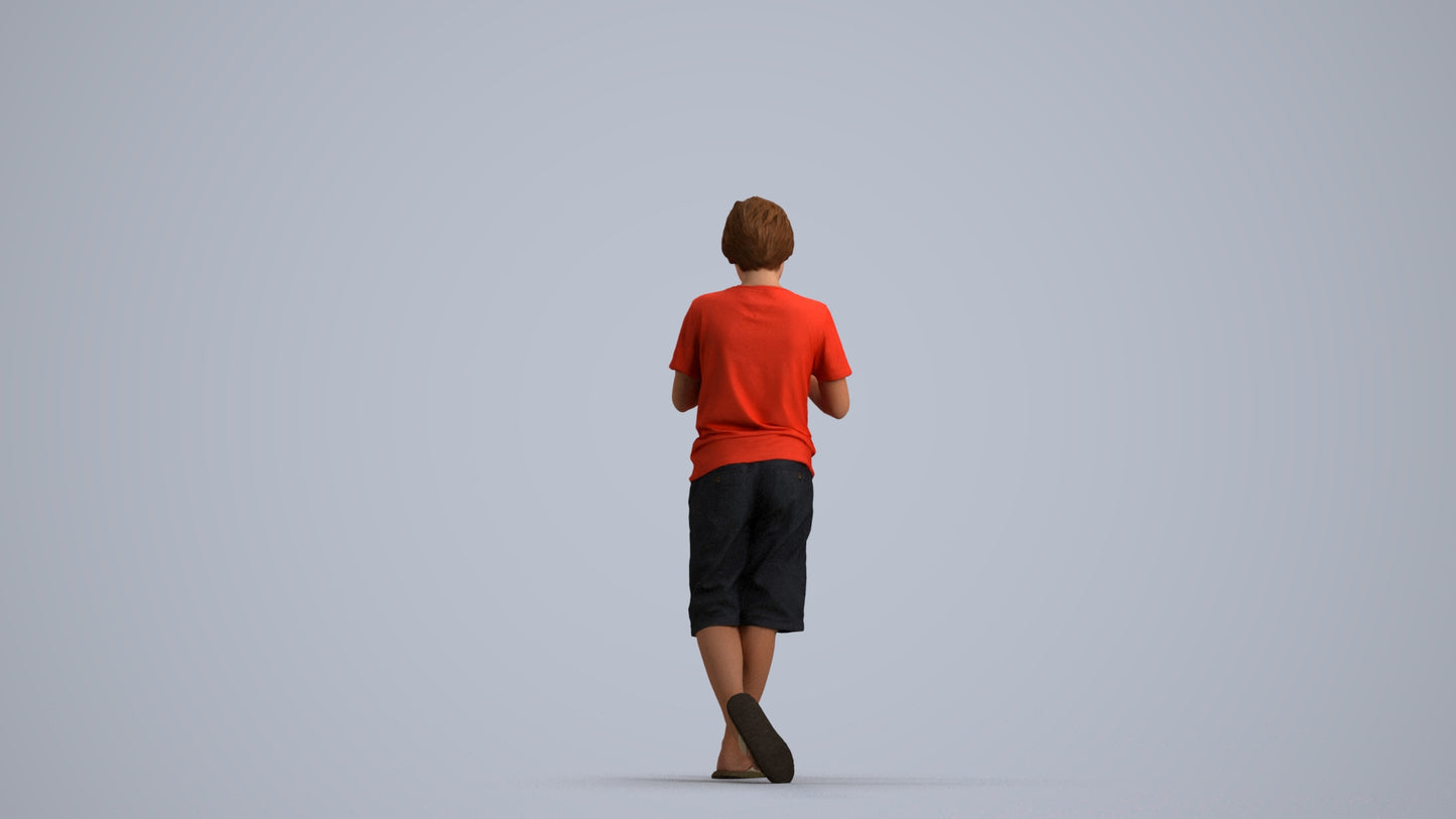 scanned 3D boy casual kids, photogrammetry people for Enscape and V-Ray, front view render