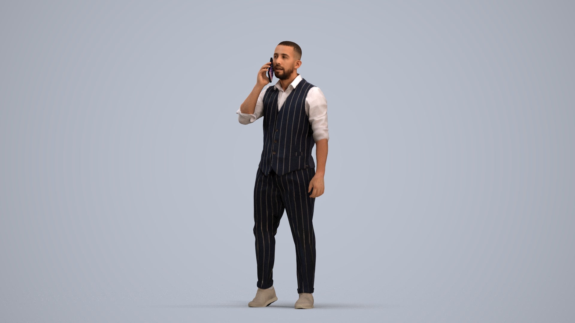 realistic 3D man business, scanned archviz people for Blender and 3ds Max, standing pose render