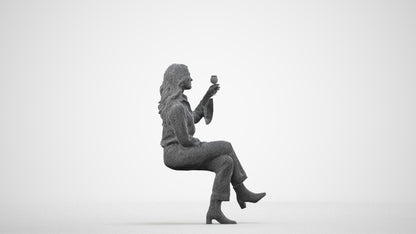 realistic 3D people woman casual formalaffairs, render-ready for V-Ray and Corona, FBX OBJ, wireframe side view
