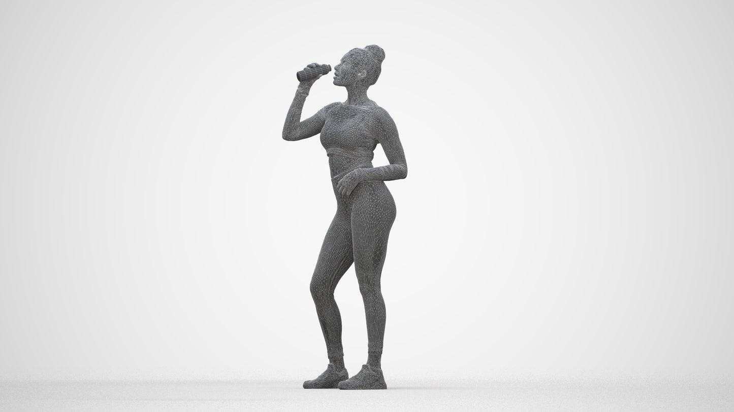 realistic 3D woman sport, scanned archviz people for Blender and 3ds Max, wireframe back view
