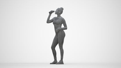 realistic 3D woman sport, scanned archviz people for Blender and 3ds Max, wireframe back view