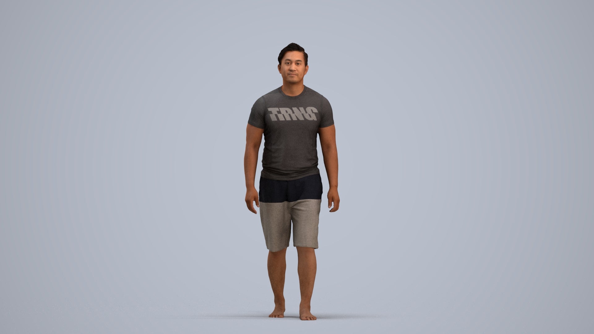 3D human model man sport walking, photogrammetry scanned person for archviz, standing pose render