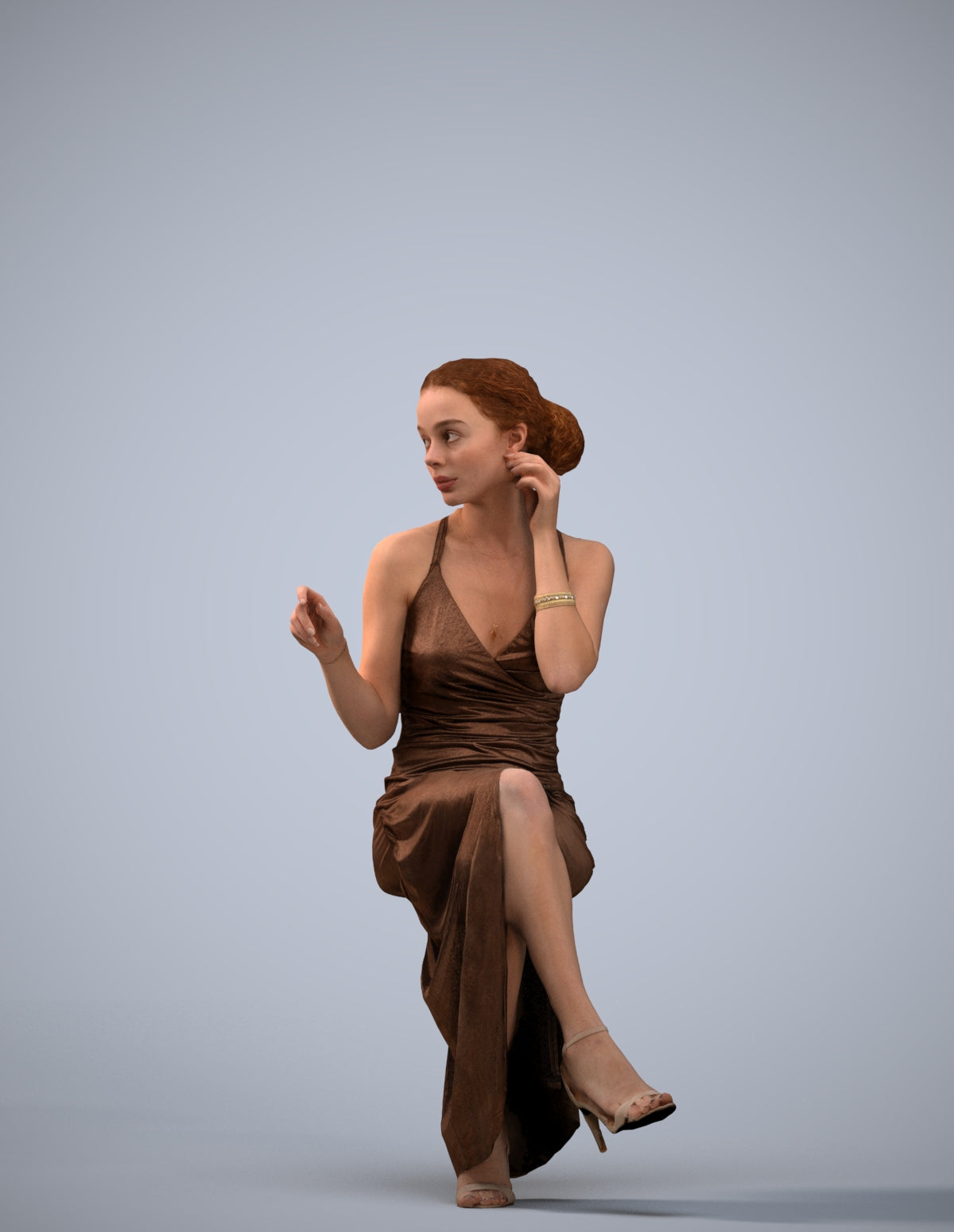 3D human model woman formal formalaffairs, photogrammetry scanned person for archviz