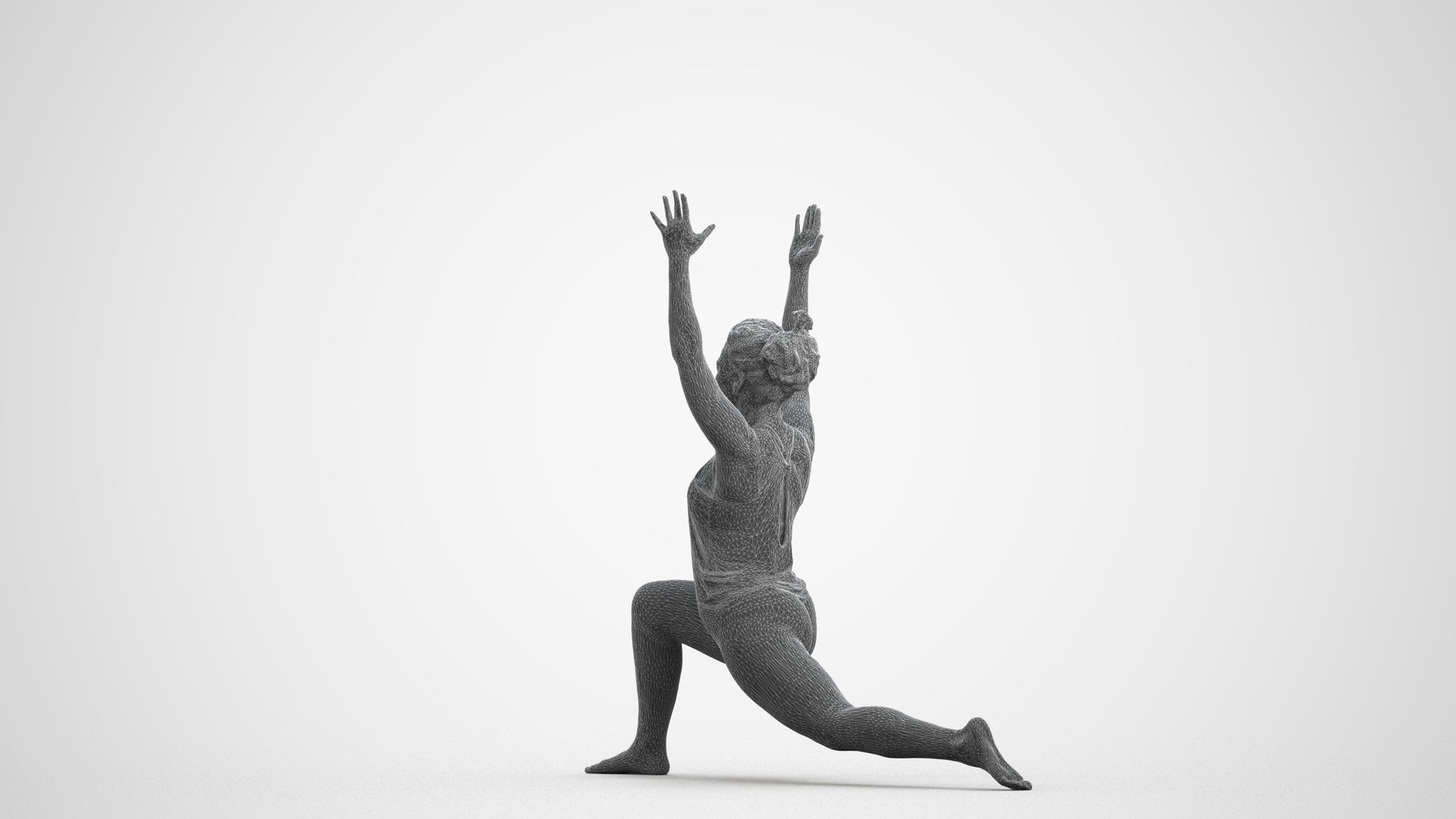 realistic 3D people woman sport, render-ready for V-Ray and Corona, FBX OBJ, wireframe front view