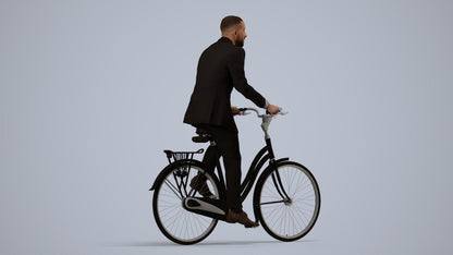 3D people model man business cycling, scanned human for 3ds Max rendering, side view render