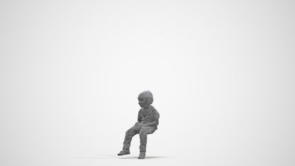 3D human model boy casual kids, photogrammetry scanned person for archviz, three-quarter front view render