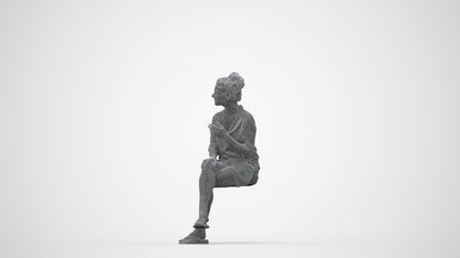 realistic 3D human woman business sitting, archviz people FBX OBJ for Blender, wireframe back view