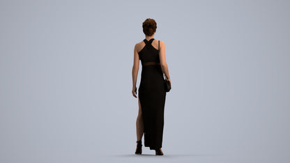 3D human model woman formal formalaffairs, photogrammetry scanned person for archviz, front view render