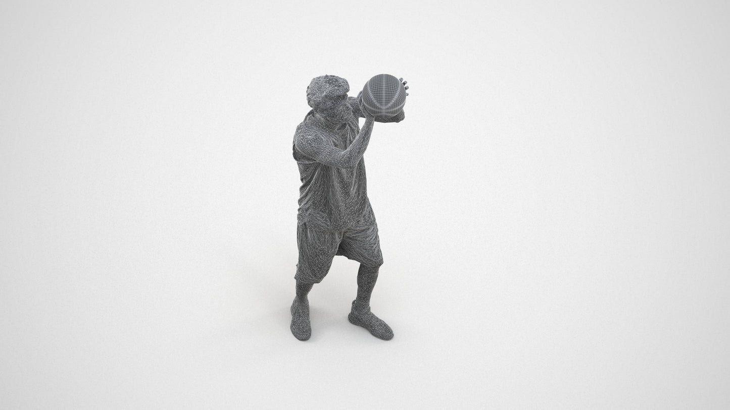 3D people model man sport, scanned human for 3ds Max rendering, wireframe three-quarter view