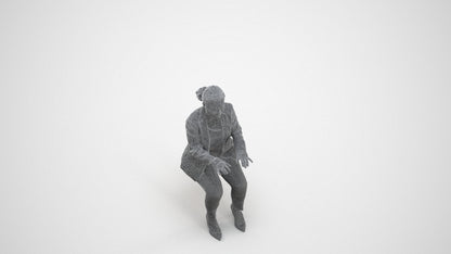 realistic 3D woman business, scanned archviz people for Blender and 3ds Max, wireframe three-quarter view