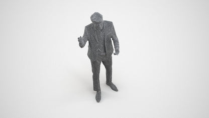 scanned 3D man business, photogrammetry people for Enscape and V-Ray, wireframe three-quarter view