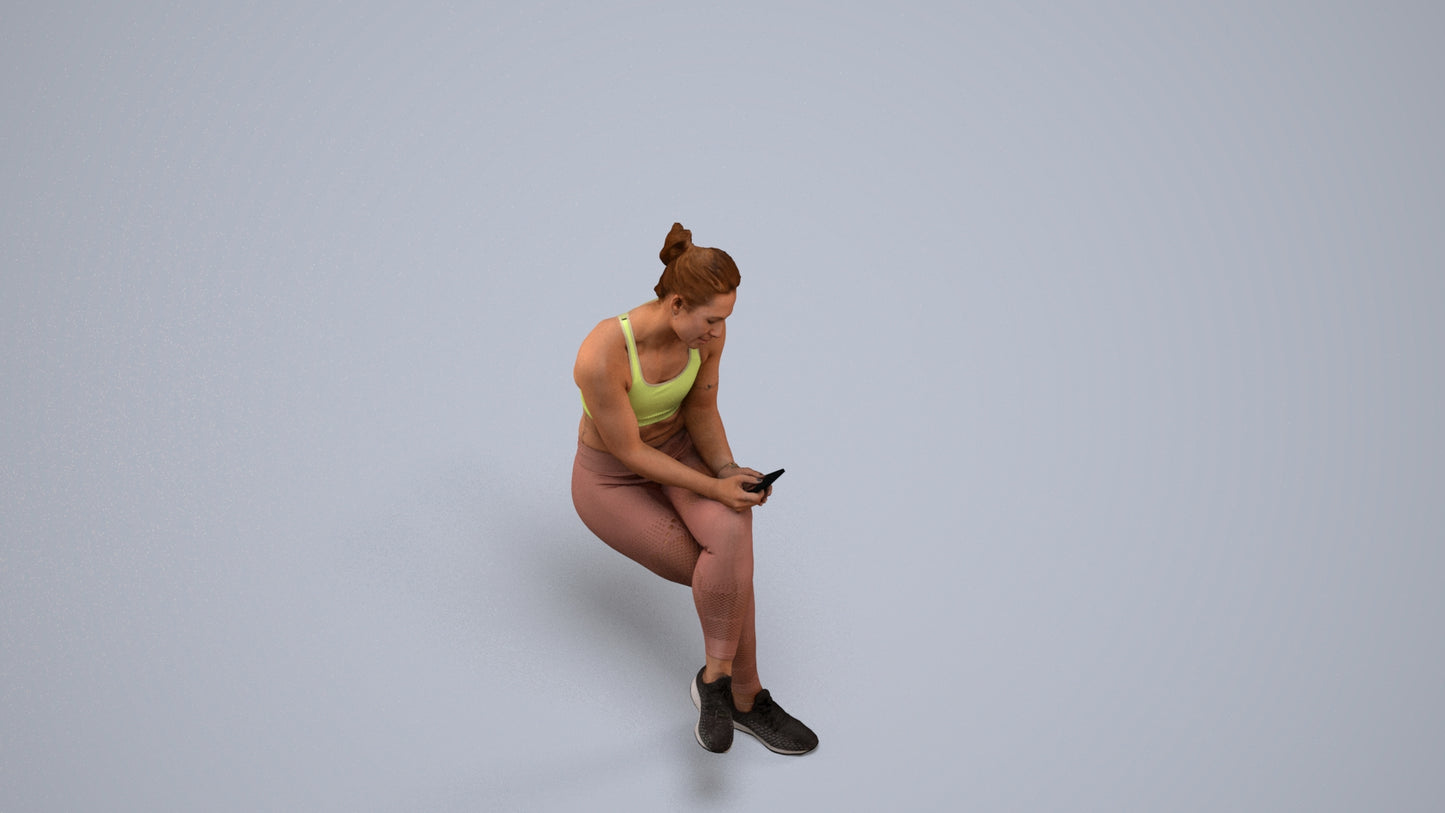 3D people model woman sport, scanned human for 3ds Max rendering, back view render
