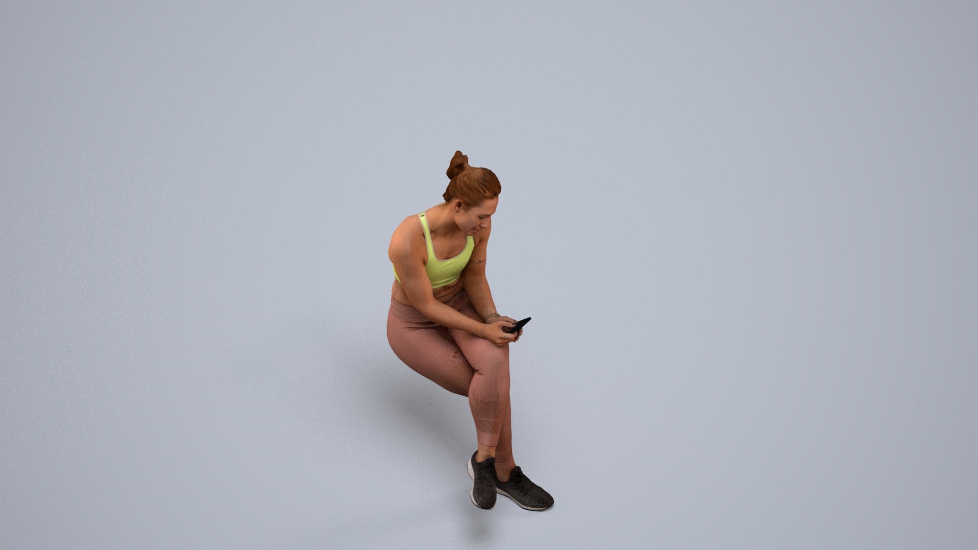 3D people model woman sport, scanned human for 3ds Max rendering, back view render