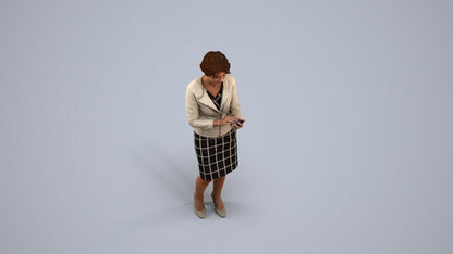3D scanned woman standing business, photorealistic archviz people for Enscape and SketchUp, back view render