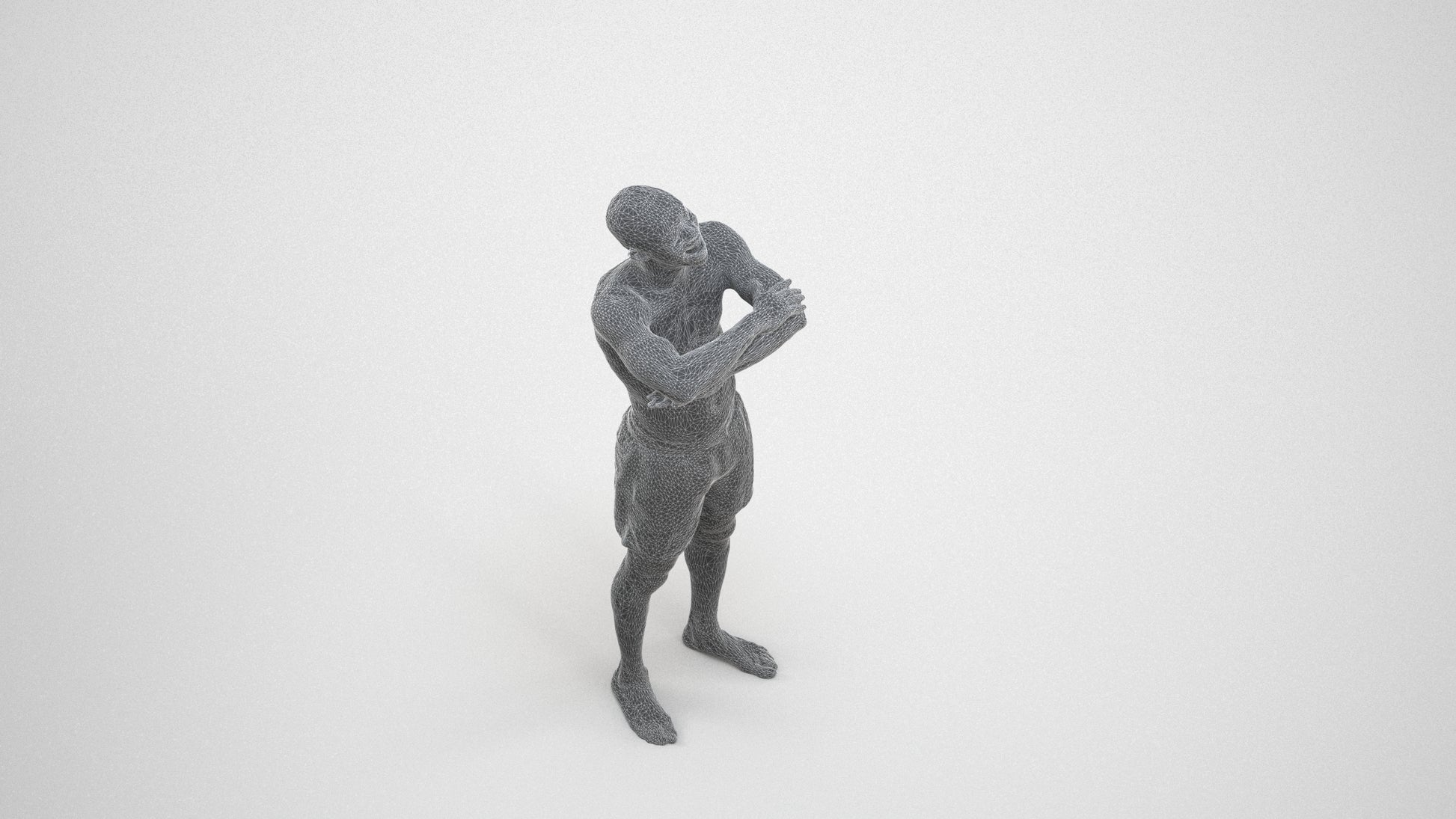 realistic 3D people man pool, render-ready for V-Ray and Corona, FBX OBJ, wireframe three-quarter view