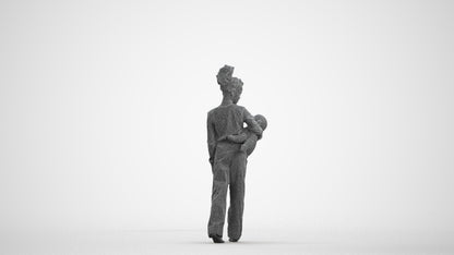 realistic 3D people girl kids, render-ready for V-Ray and Corona, FBX OBJ, wireframe front view