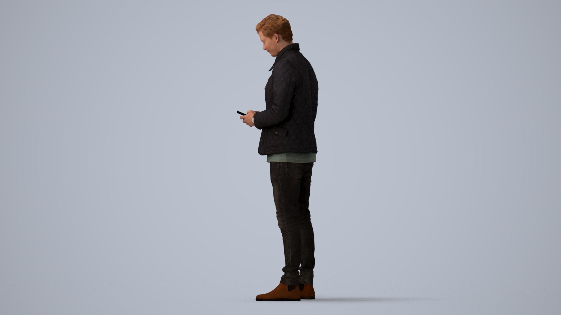 realistic 3D people man casual standing, render-ready for V-Ray and Corona, FBX OBJ, three-quarter view render