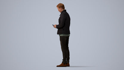 realistic 3D people man casual standing, render-ready for V-Ray and Corona, FBX OBJ, three-quarter view render