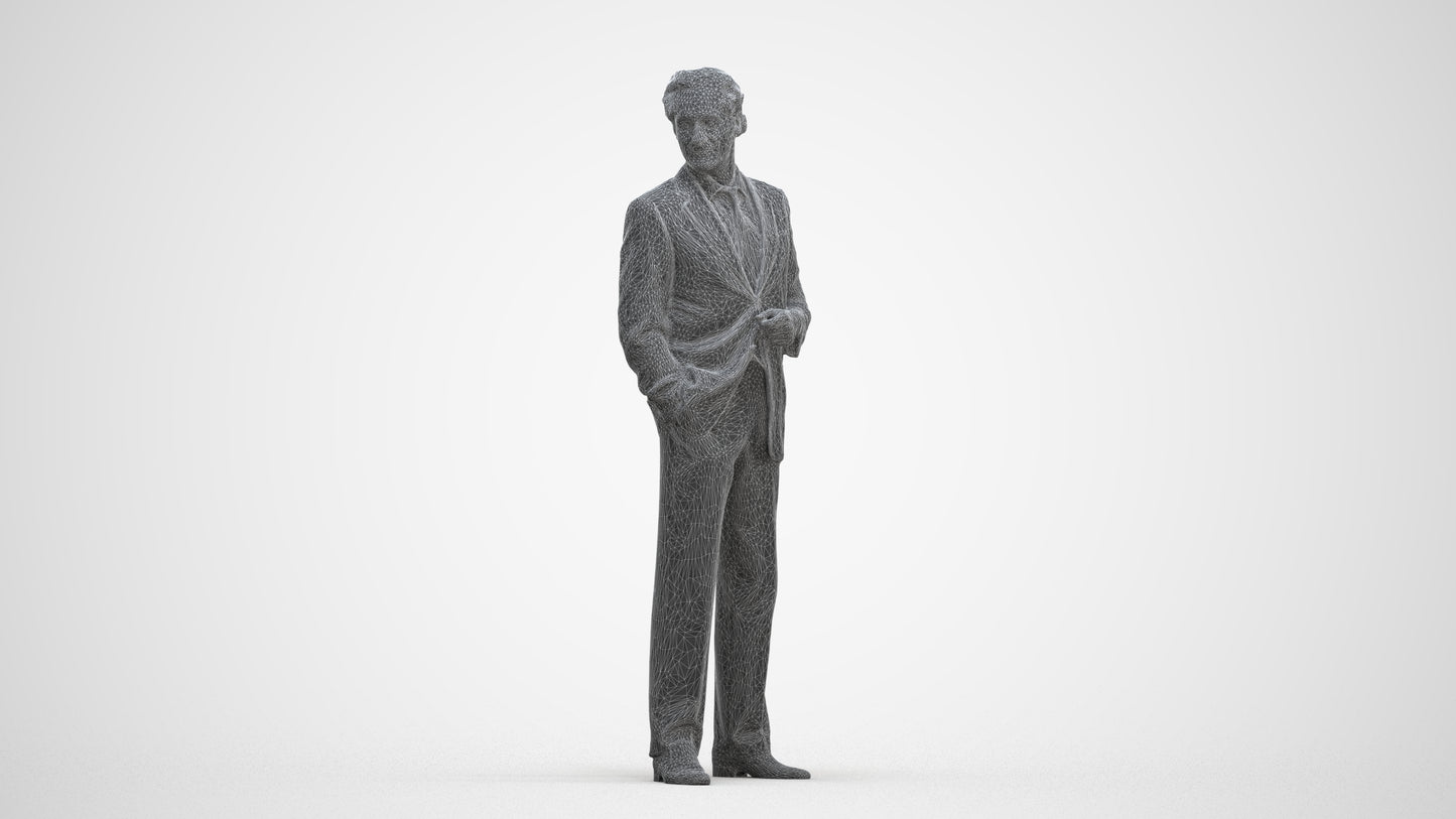 3D scanned man business, photorealistic archviz people for Enscape and SketchUp, three-quarter front view render