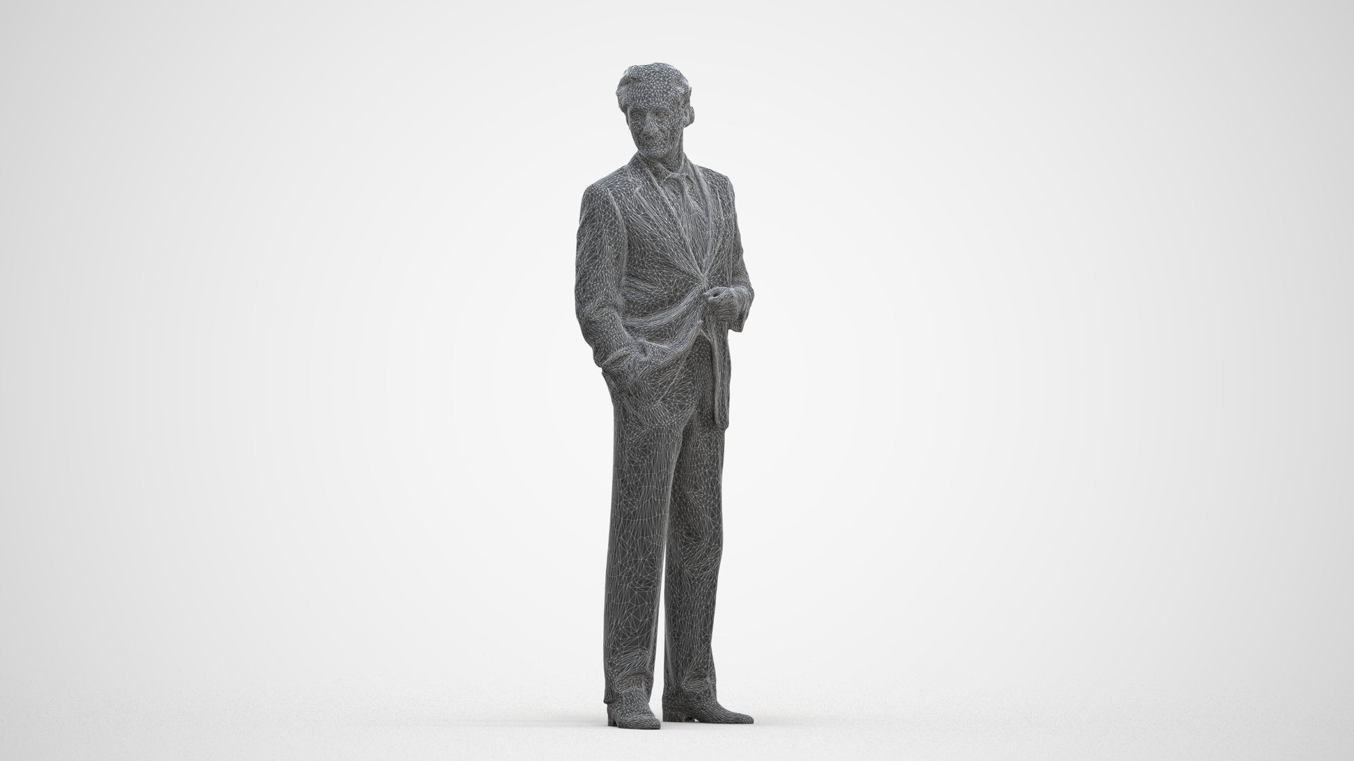3D scanned man business, photorealistic archviz people for Enscape and SketchUp, three-quarter front view render