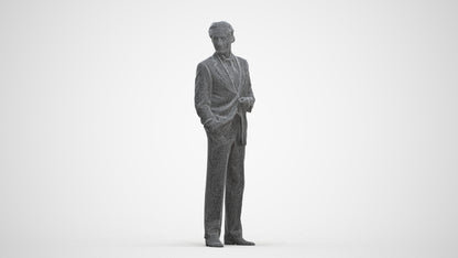 3D scanned man business, photorealistic archviz people for Enscape and SketchUp, three-quarter front view render