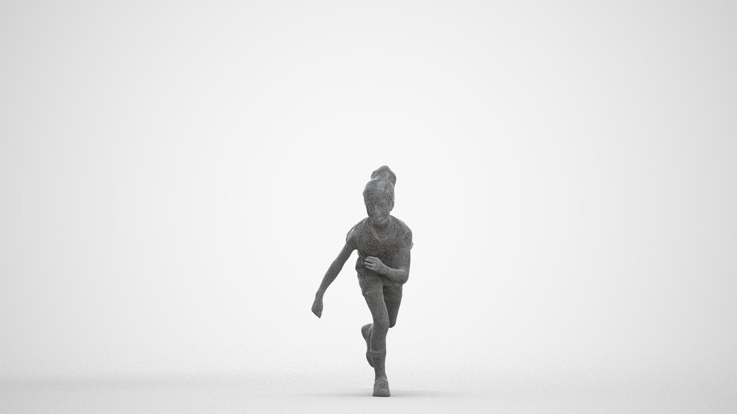 realistic 3D human girl casual kids, archviz people FBX OBJ for Blender, three-quarter front view render