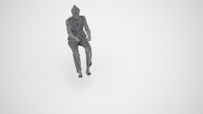 3D scanned woman driving business, photorealistic archviz people for Enscape and SketchUp, wireframe three-quarter view