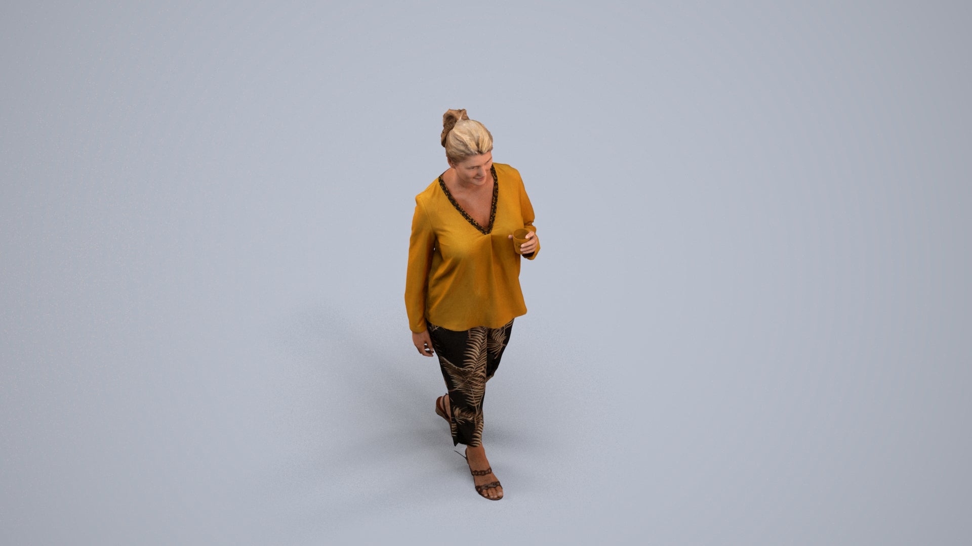 scanned 3D woman casual walking, photogrammetry people for Enscape and V-Ray, back view render