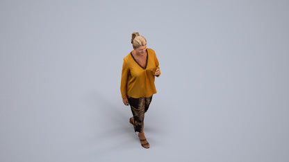 scanned 3D woman casual walking, photogrammetry people for Enscape and V-Ray, back view render
