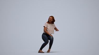 realistic 3D people woman casual sitting, render-ready for V-Ray and Corona, FBX OBJ, standing pose render