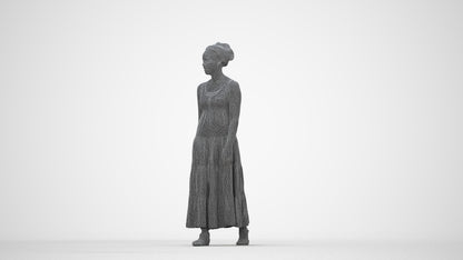 3D scanned woman walking casual, photorealistic archviz people for Enscape and SketchUp, wireframe back view