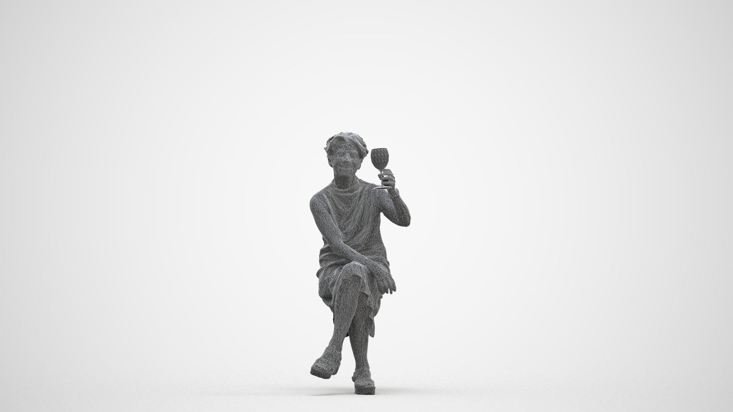 3D scanned woman sitting casual, photorealistic archviz people for Enscape and SketchUp, three-quarter front view render