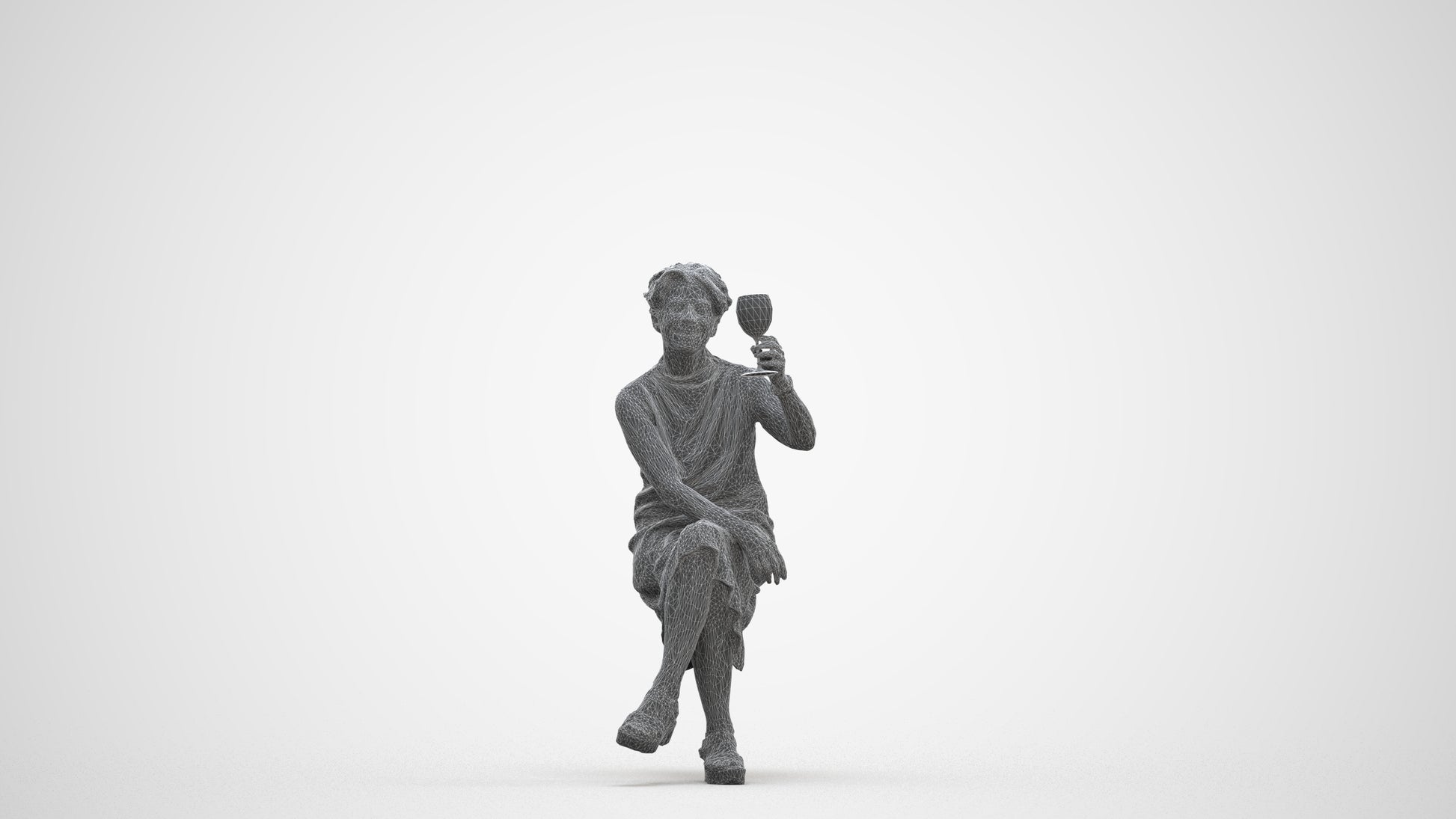 3D scanned woman sitting casual, photorealistic archviz people for Enscape and SketchUp, three-quarter front view render