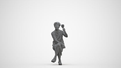 3D scanned woman sitting casual, photorealistic archviz people for Enscape and SketchUp, three-quarter front view render