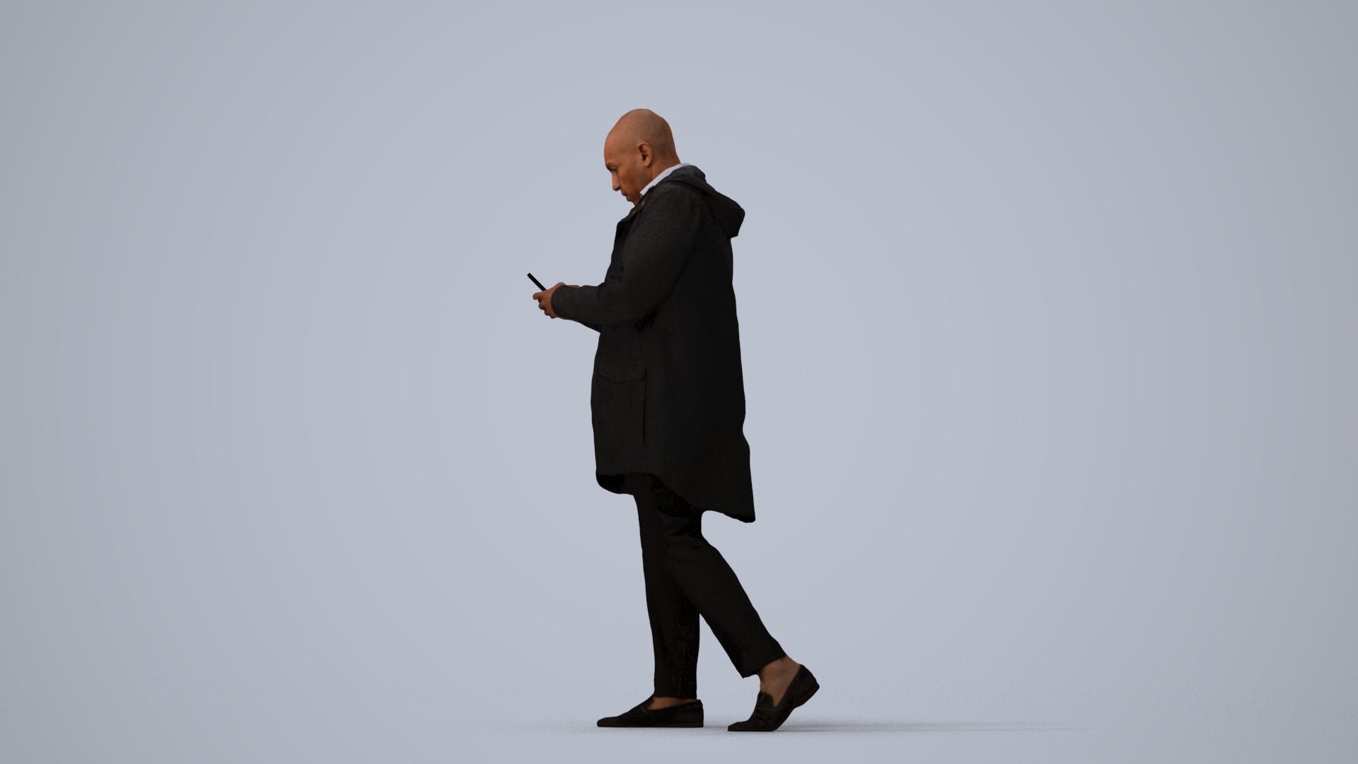 3D people model man business, scanned human for 3ds Max rendering, three-quarter view render