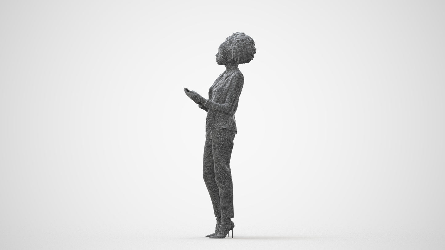 3D people model woman business standing, scanned human for 3ds Max rendering, square thumbnail