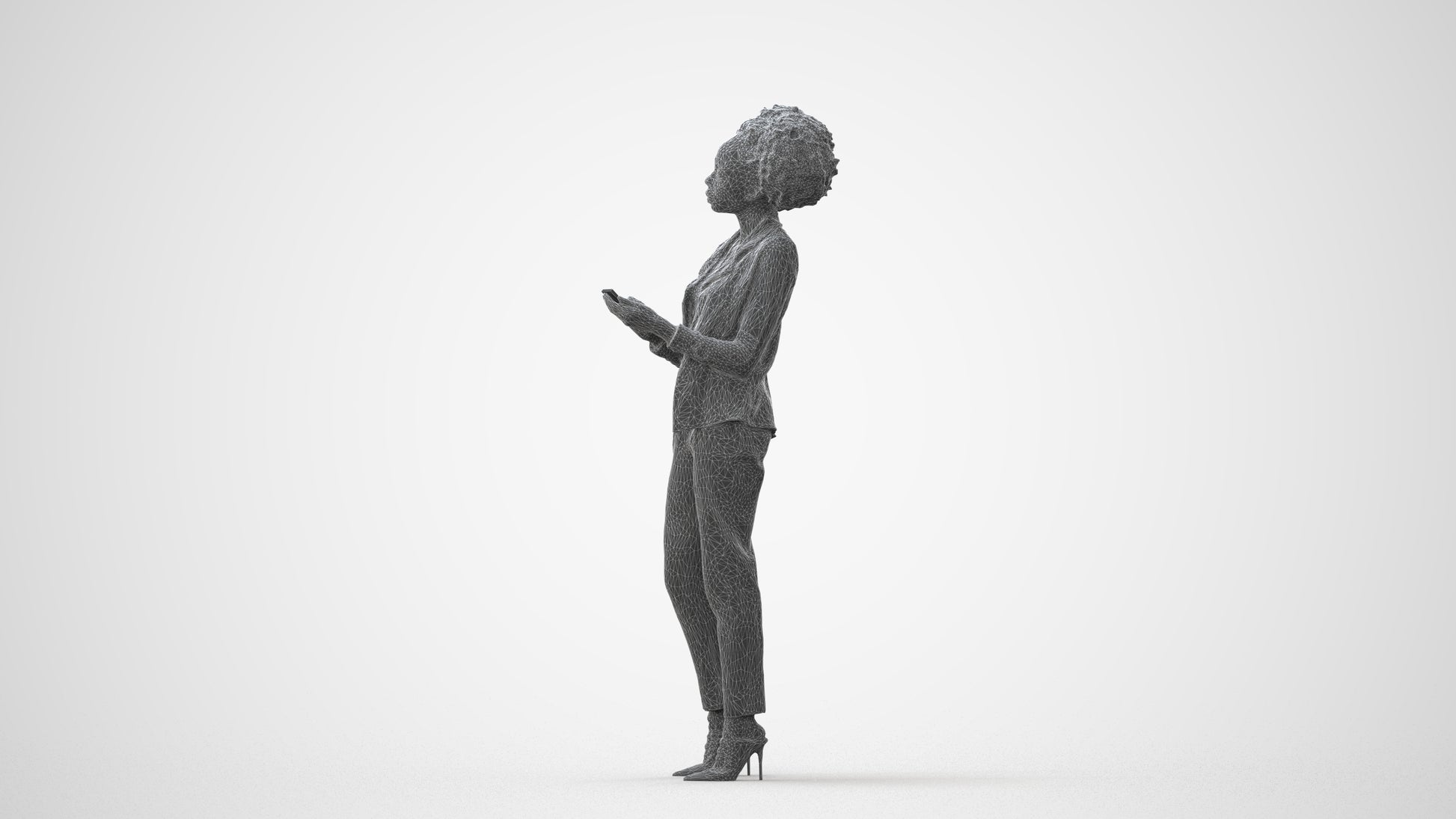 3D people model woman business standing, scanned human for 3ds Max rendering, square thumbnail
