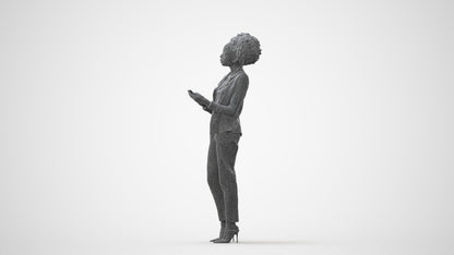 3D people model woman business standing, scanned human for 3ds Max rendering, square thumbnail
