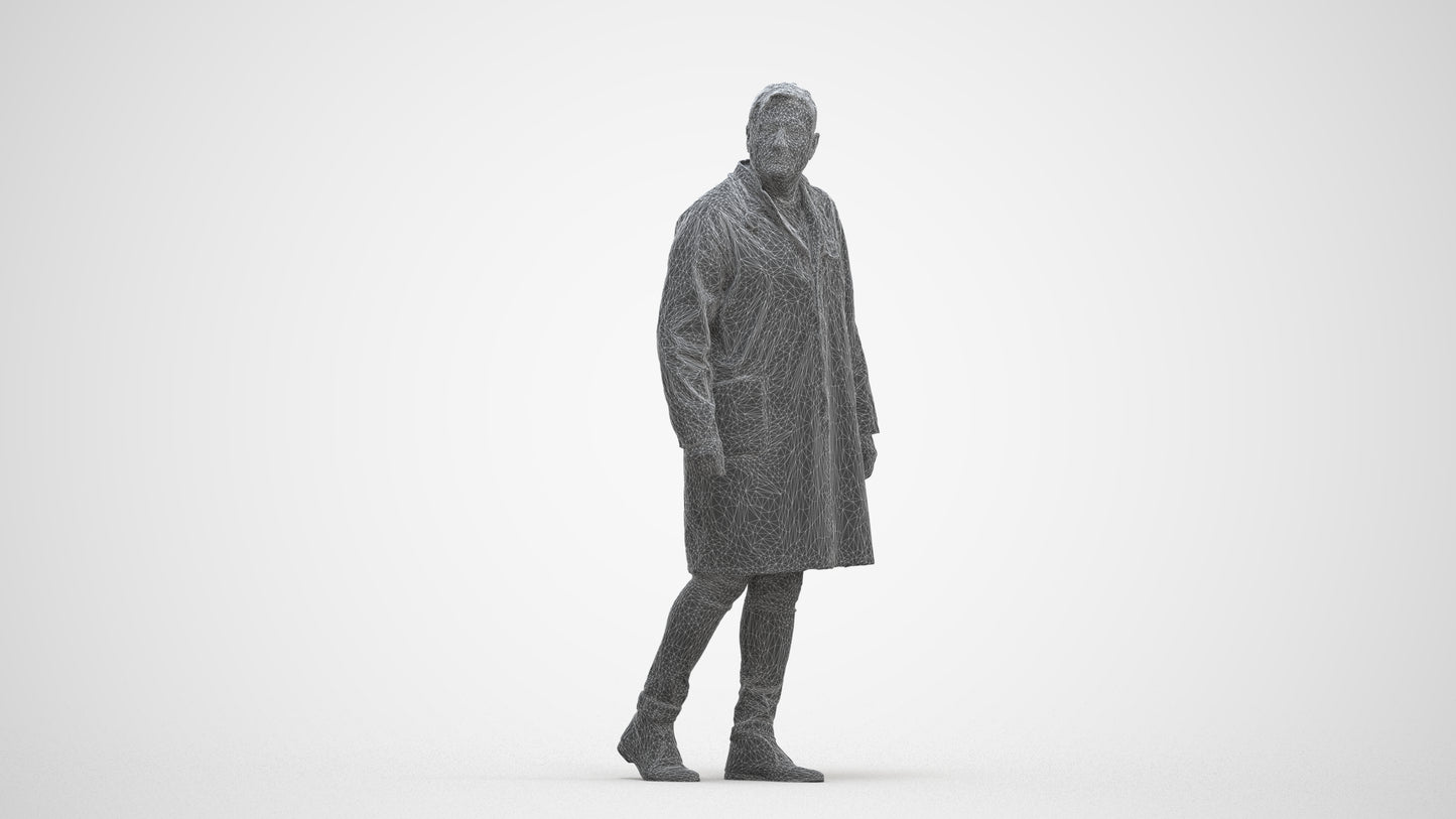 3D human model man medical, photogrammetry scanned person for archviz, three-quarter front view render