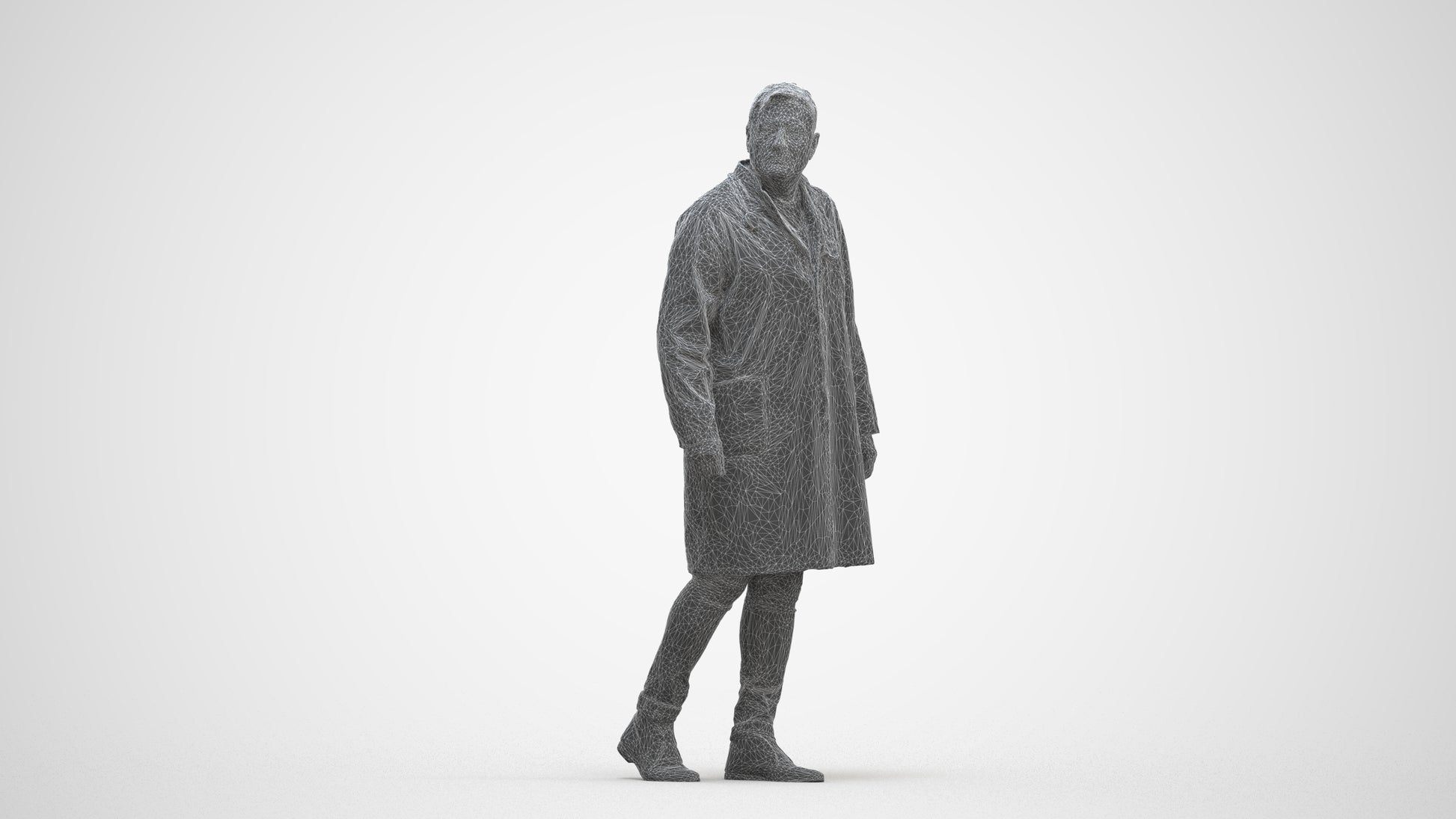 3D human model man medical, photogrammetry scanned person for archviz, three-quarter front view render