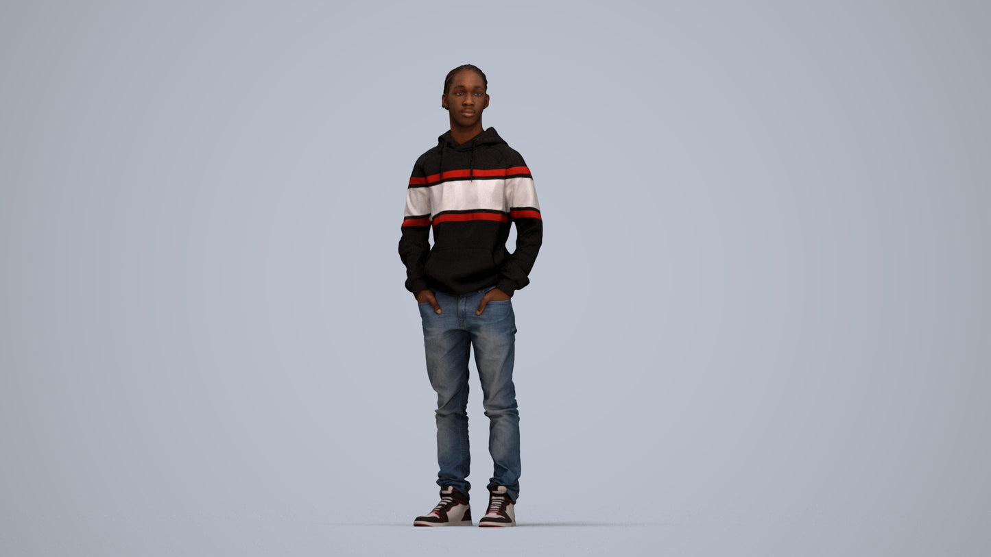 realistic 3D boy casual kids, scanned archviz people for Blender and 3ds Max, top-down view render