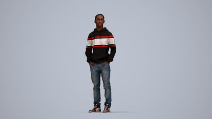 realistic 3D boy casual kids, scanned archviz people for Blender and 3ds Max, top-down view render
