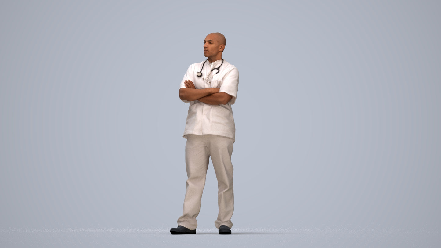 scanned 3D man medical, photogrammetry people for Enscape and V-Ray, top-down view render
