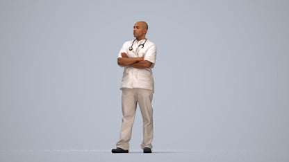 scanned 3D man medical, photogrammetry people for Enscape and V-Ray, top-down view render
